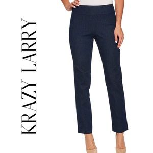 KRAZY LARRY DENIM STRIE PULL ON ANKLE PANTS 10